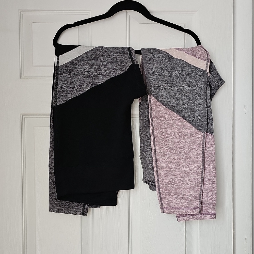 Colorblock Leggings in Black, Gray, and Pink